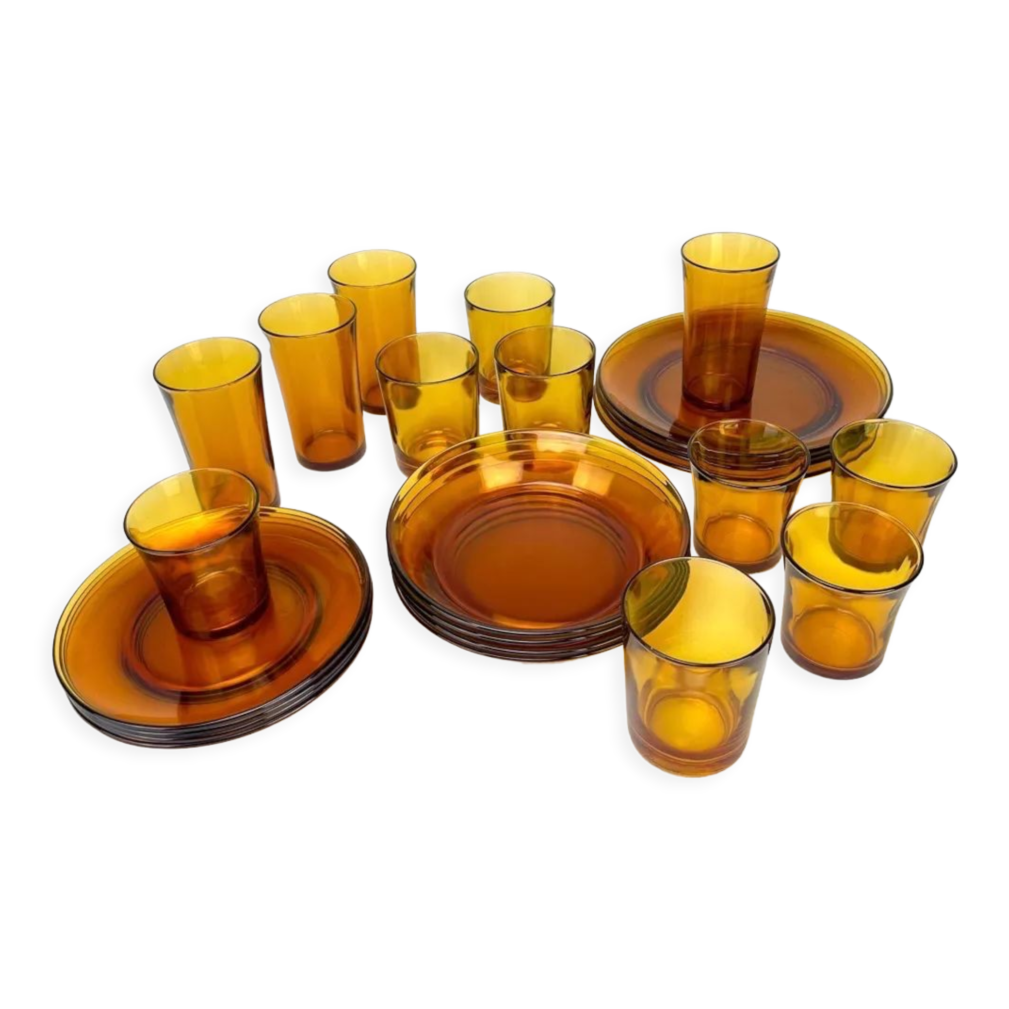 Table service 4 people amber glass duralex