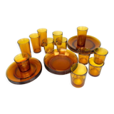 Table service 4 people amber glass duralex