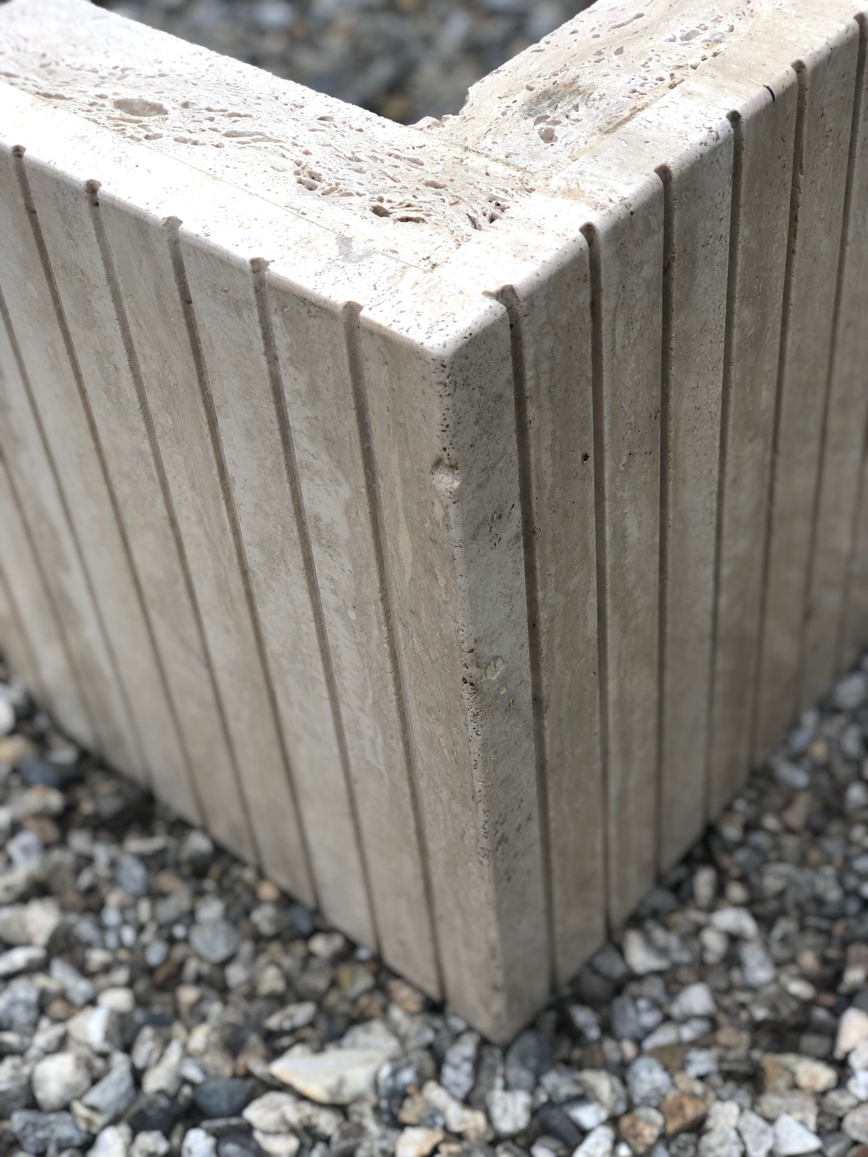 Design coffee table in 70s travertine