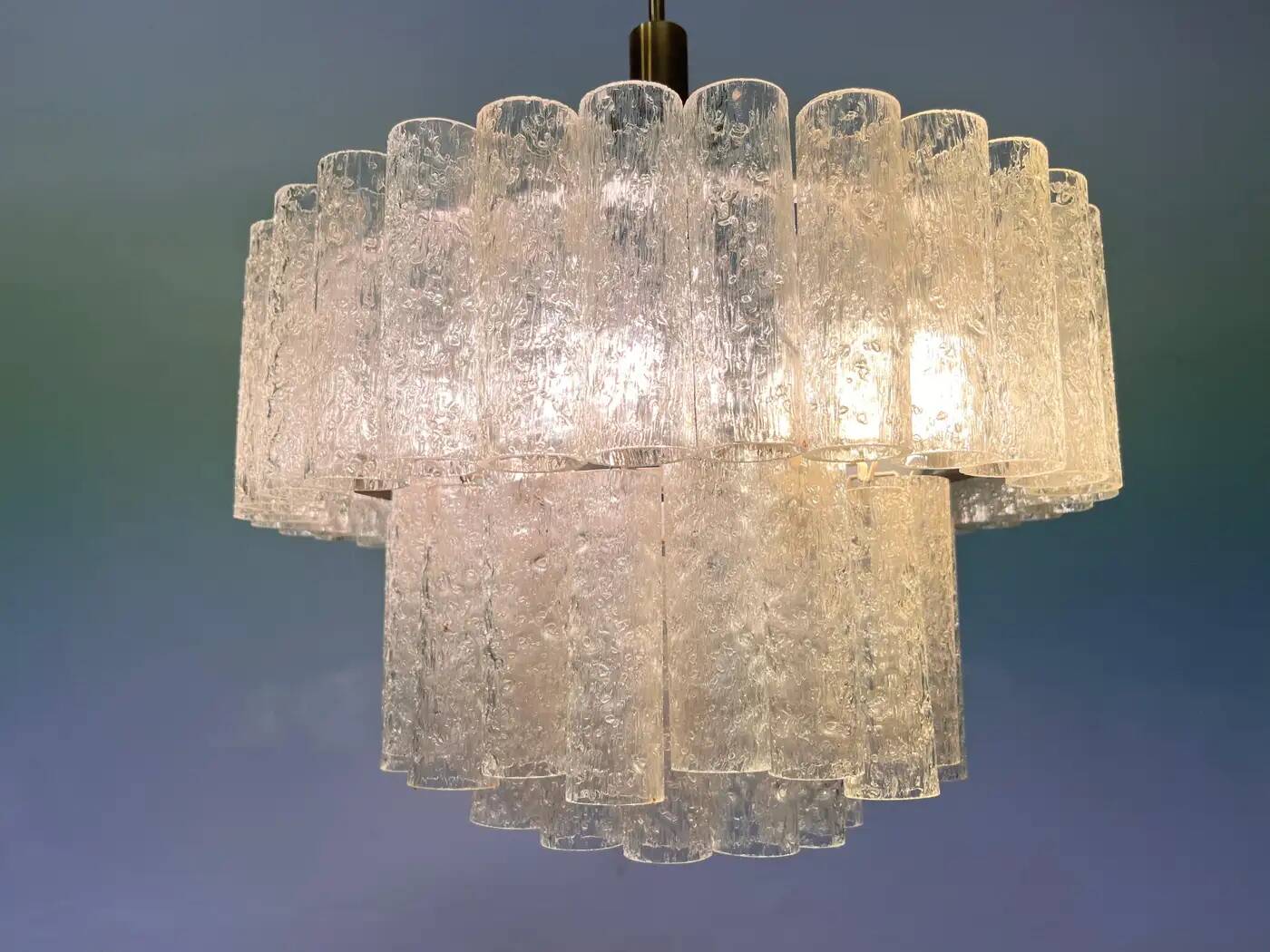 XL design midcentury glass chandelier by Doria, 1960s / Germany