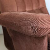 Fauteuil space age,en velours côtelé des années 70