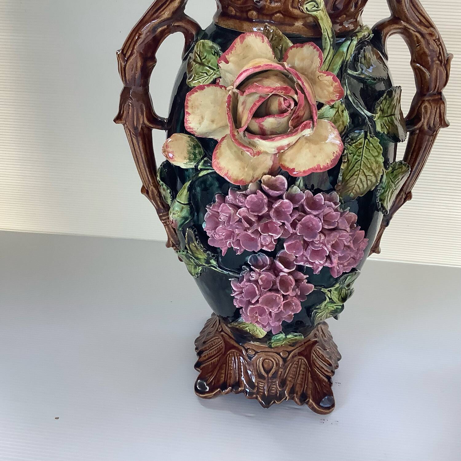 Art Nouveau Pair of Barbotine Vases France