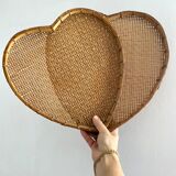 Pair of decorative trays in braided bamboo