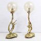 Pair of Commedia Dell Arte Bronze Lamps