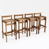 Vintage wooden bar stools 1960, set of 4