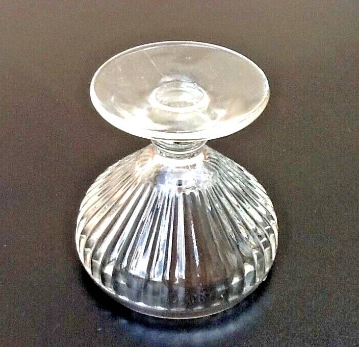 6 footed ice cream bowls, ribbed transparent glass, Made in France.