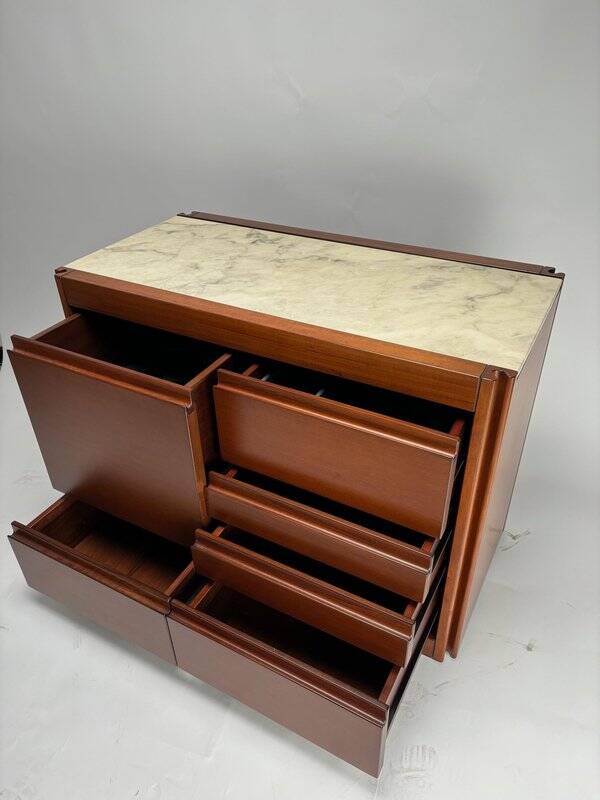 Italian Dry Bar attributed to Angelo Mangiarotti for Molteni in Wood and Marble, 1960s