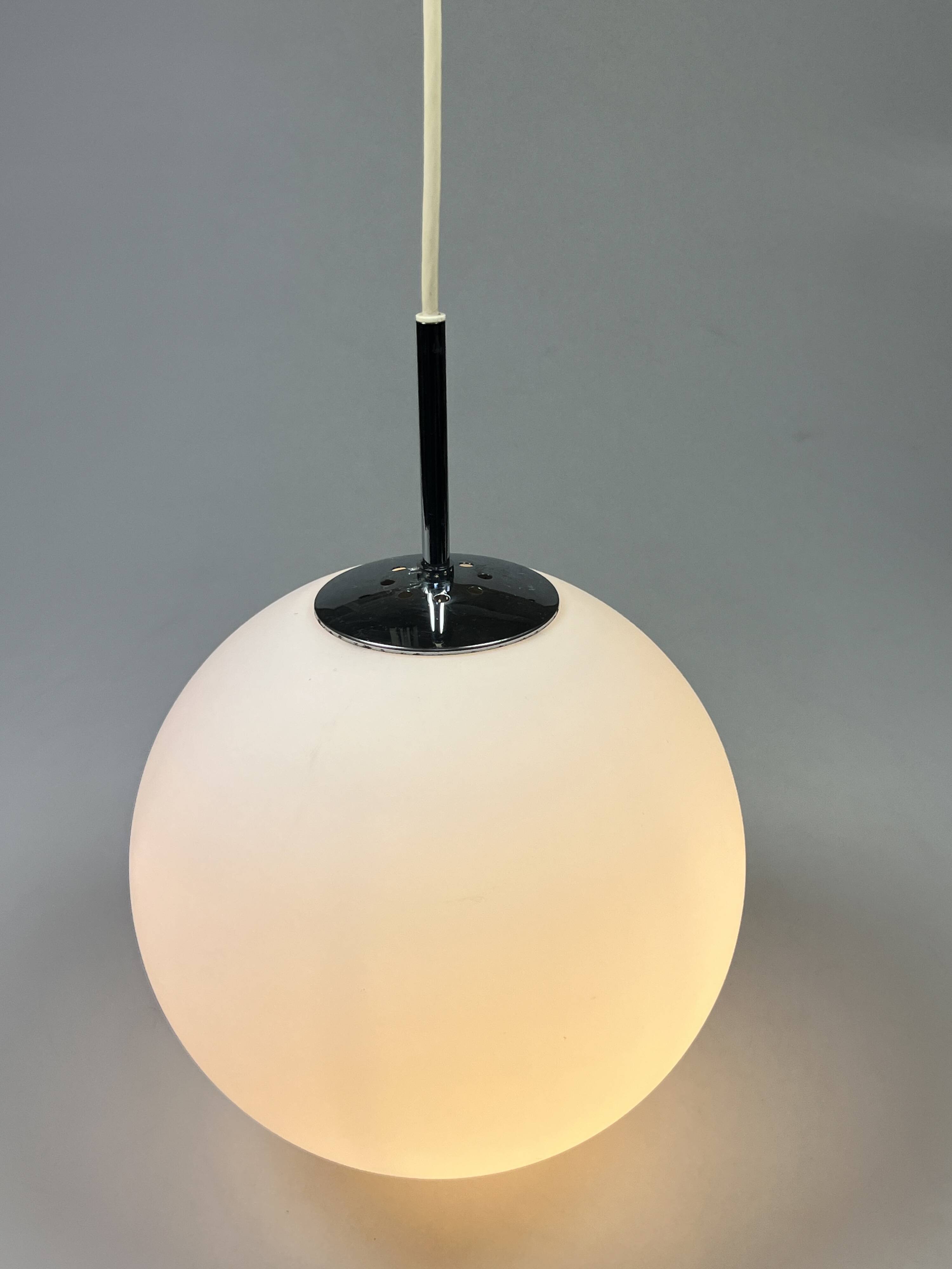 Vintage Glass Globe Lamp / Hanging Lamp, Glashütte Limburg, Germany 1960's