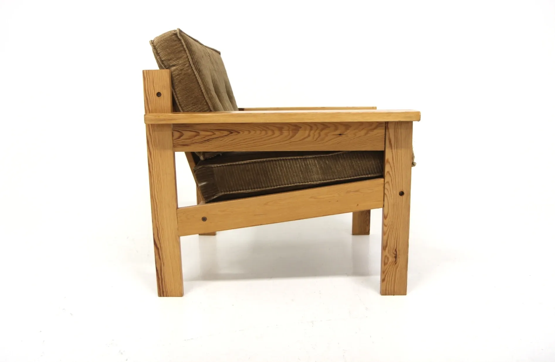 Scandinavian armchair in pine and velvet, Sweden, 1970