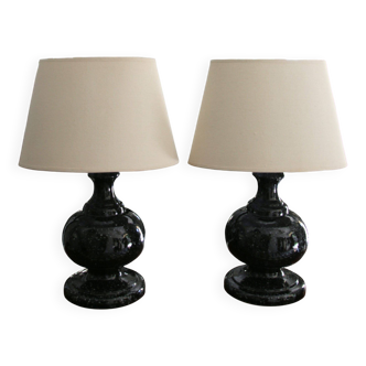 Pair of 2 ceramic lamps, 1980s