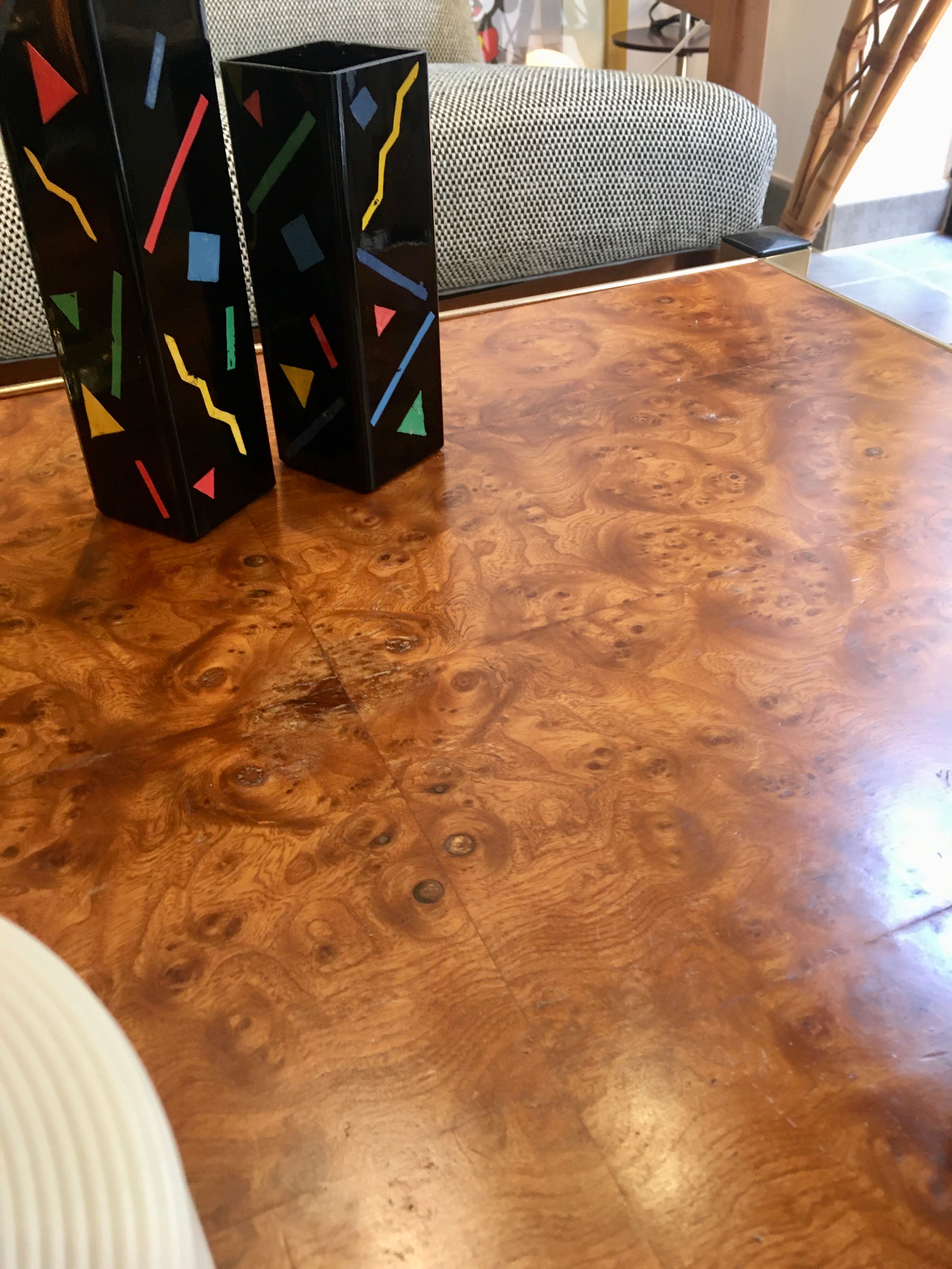 Elm magnifying glass coffee table circa 1970