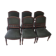 6 English style mahogany chairs covered with imitation green leather.