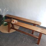 Banc de style campagnard en chêne massif