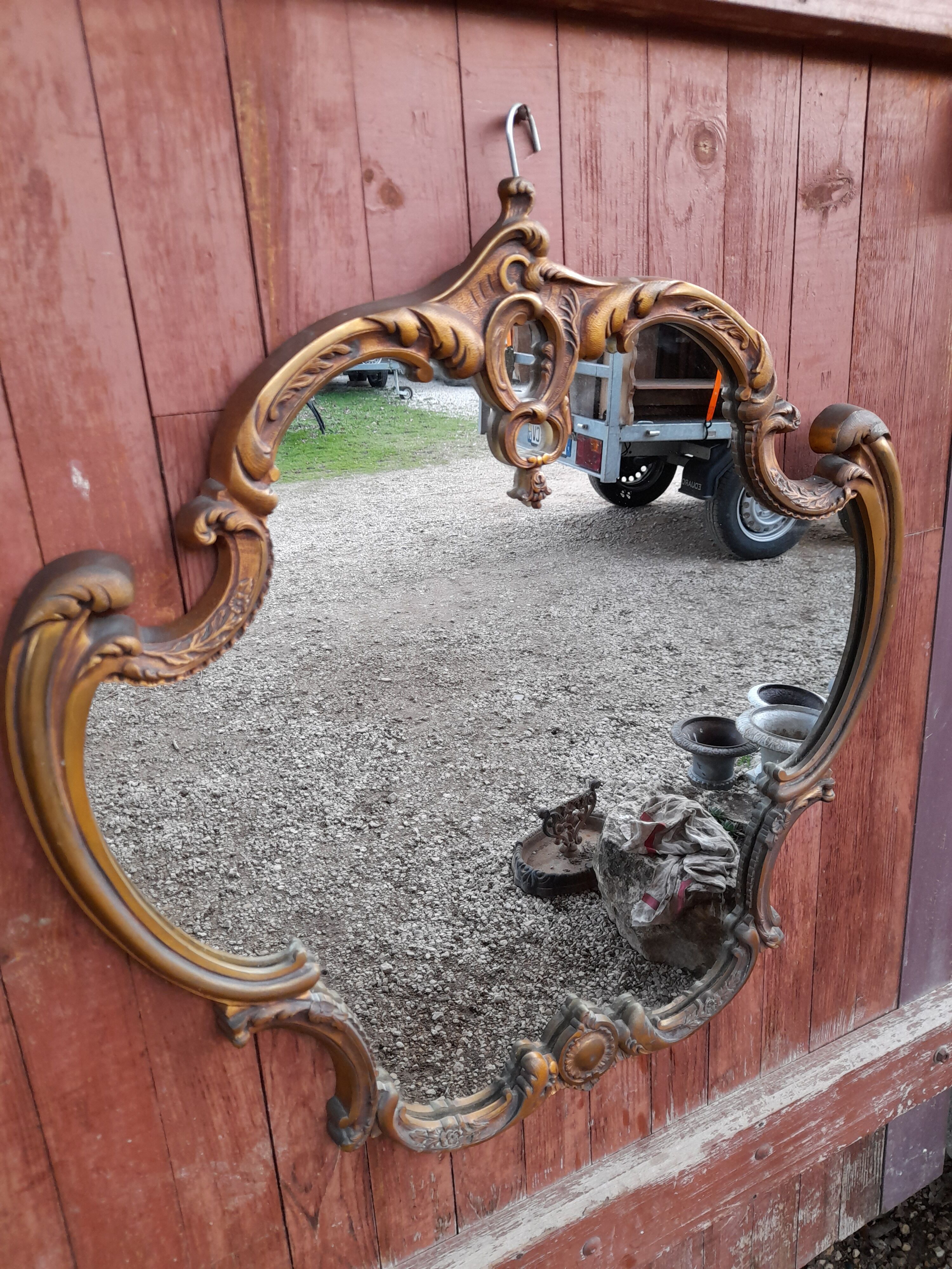 Louis XV style rock mirror in bronze  69x70cm