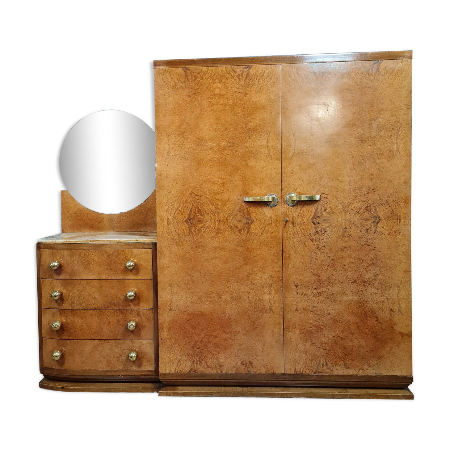 Toilet cabinet Art Deco period in glass of Amboine around 1920