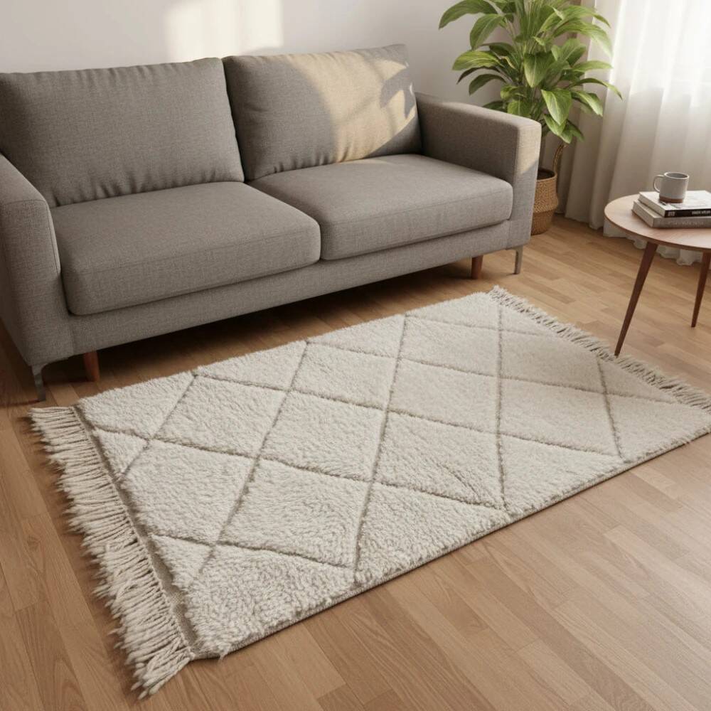 Small white Berber rug Aya
