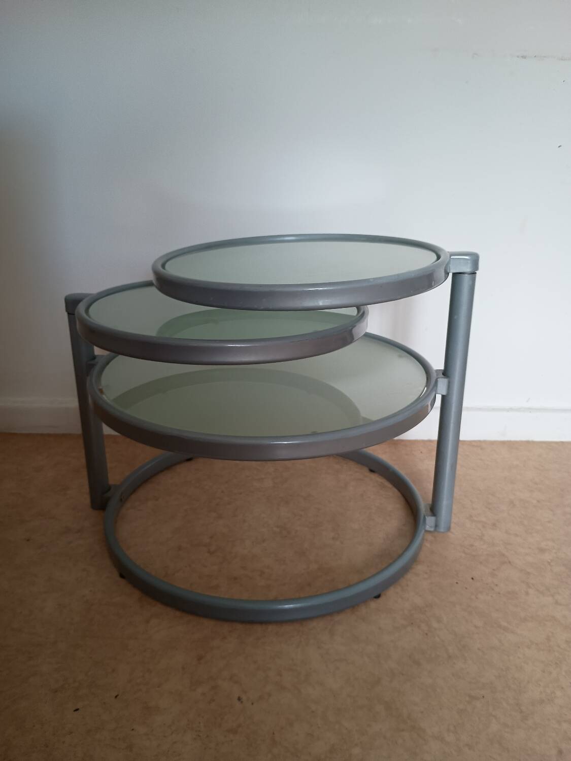 Coffee table in metal and glass, 1970s