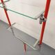Modular bookshelf in vintage Bauhaus style, red metal, chrome.