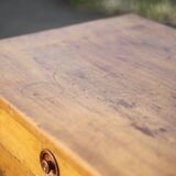 Low wooden sideboard, chest, storage unit, interior decoration Measurement: Length 140 cm. Height