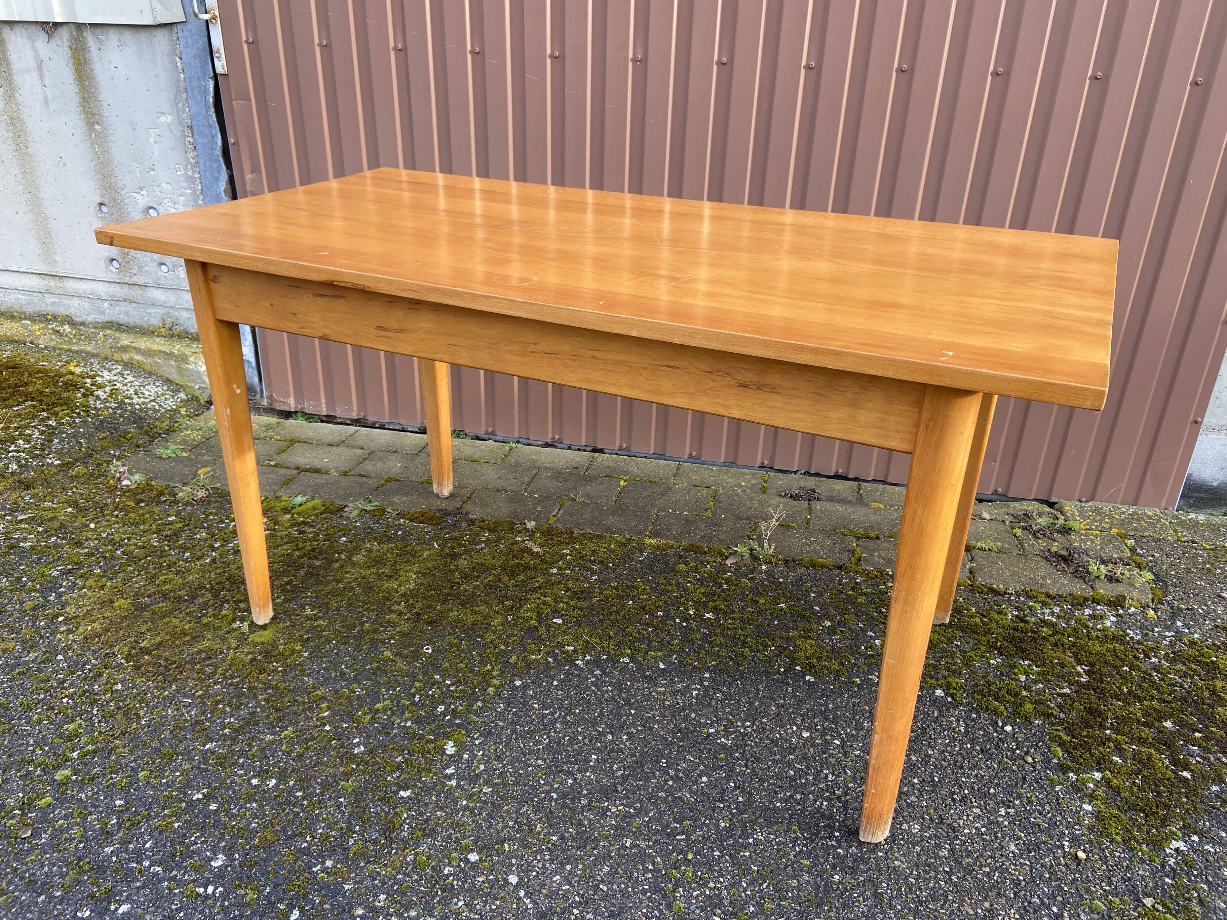 Vintage 1950s Brasserie Bistro Coffee Table Beech and Fir Brasseur Adelsh