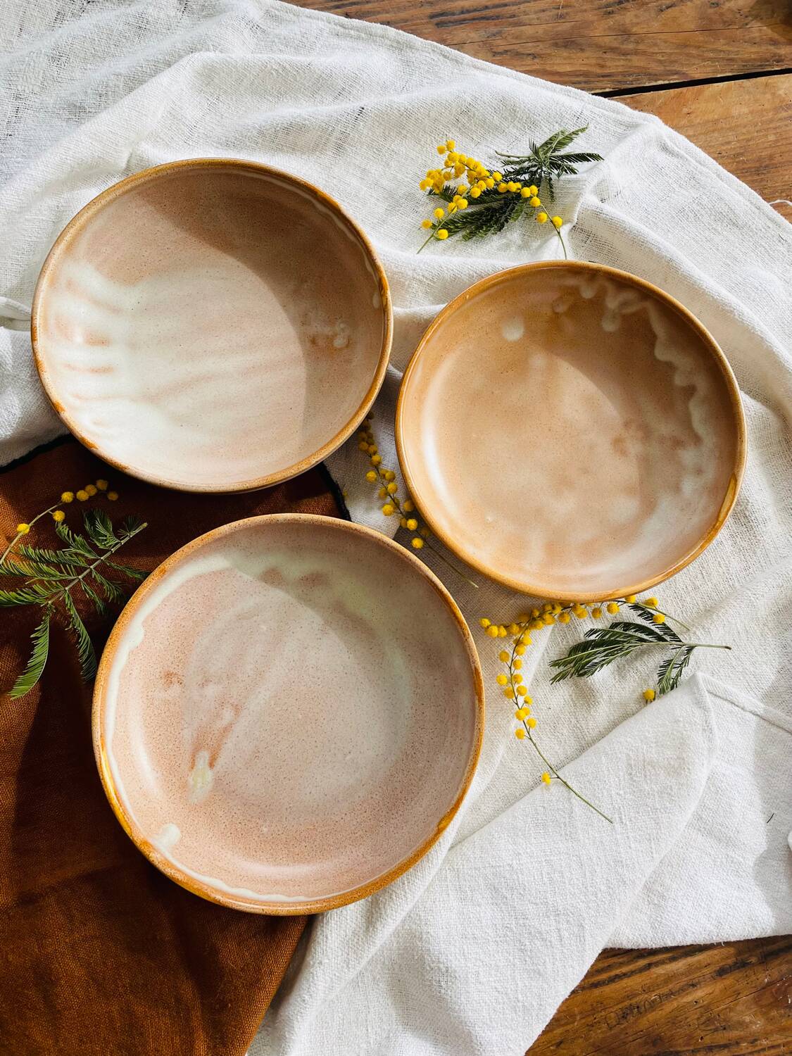 Lot de 3 assiettes creuses grès vintage