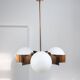 Vintage Italian Copper & Opaline Glass Chandelier