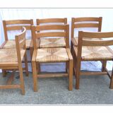 Suite of 6 chairs in elm and straw Maison Regain