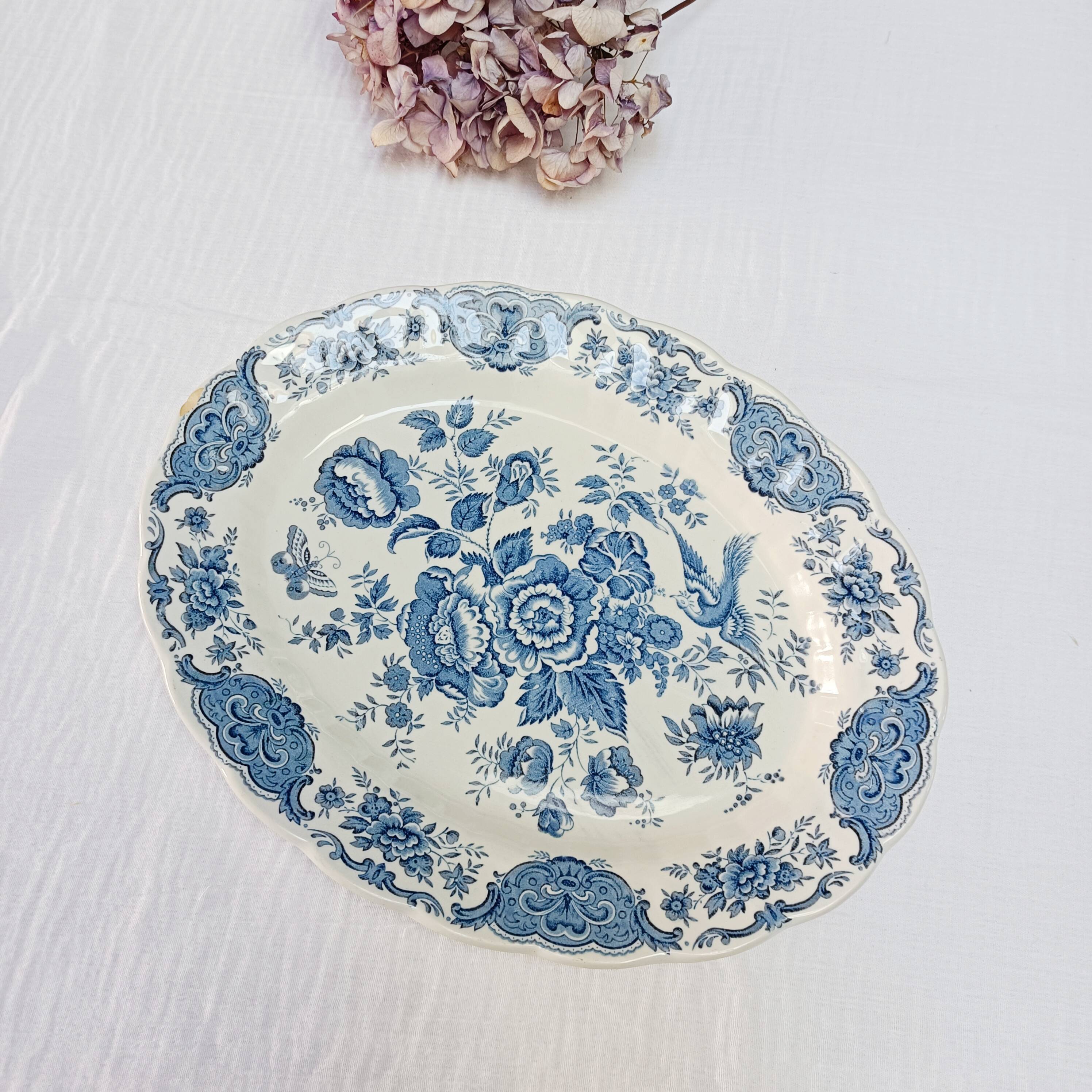 Ridgway Staffordshire oval flat, Windsor blue
