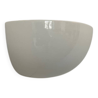 Vintage corner wall light, glossy white porcelain, France 1970