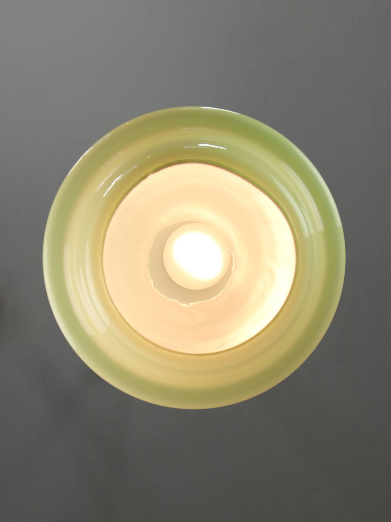 Mid-Century Italian Green Glass and Brass Pendant Lamp