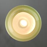 Mid-Century Italian Green Glass and Brass Pendant Lamp