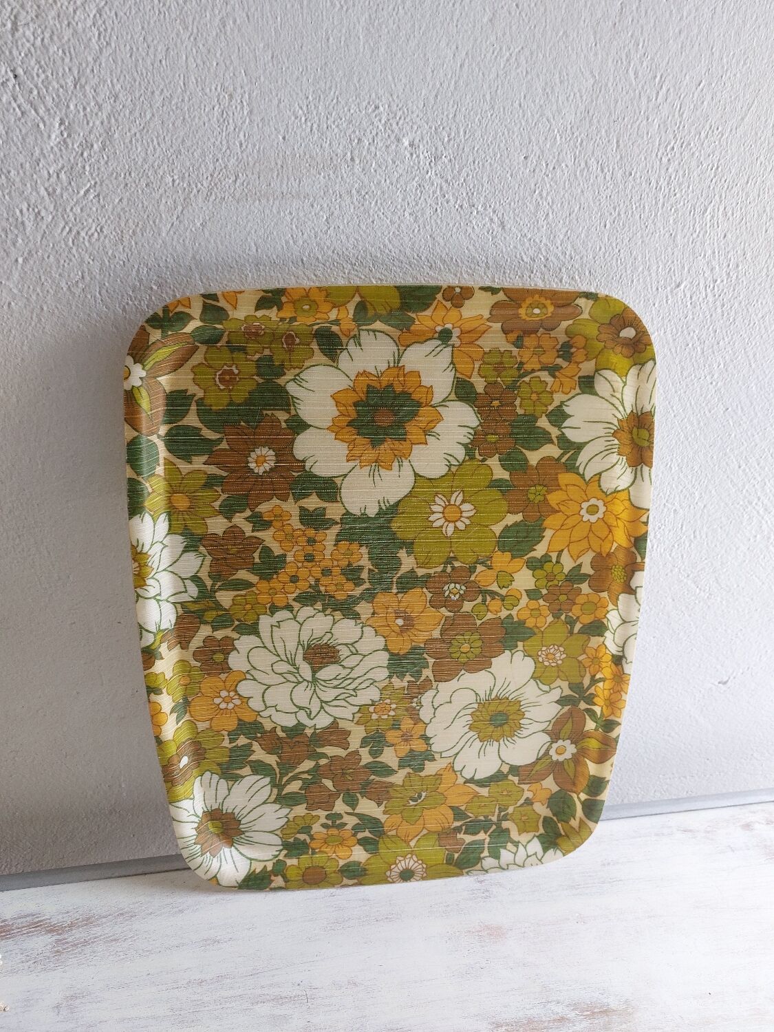 Rectangular vintage fiberglass tray