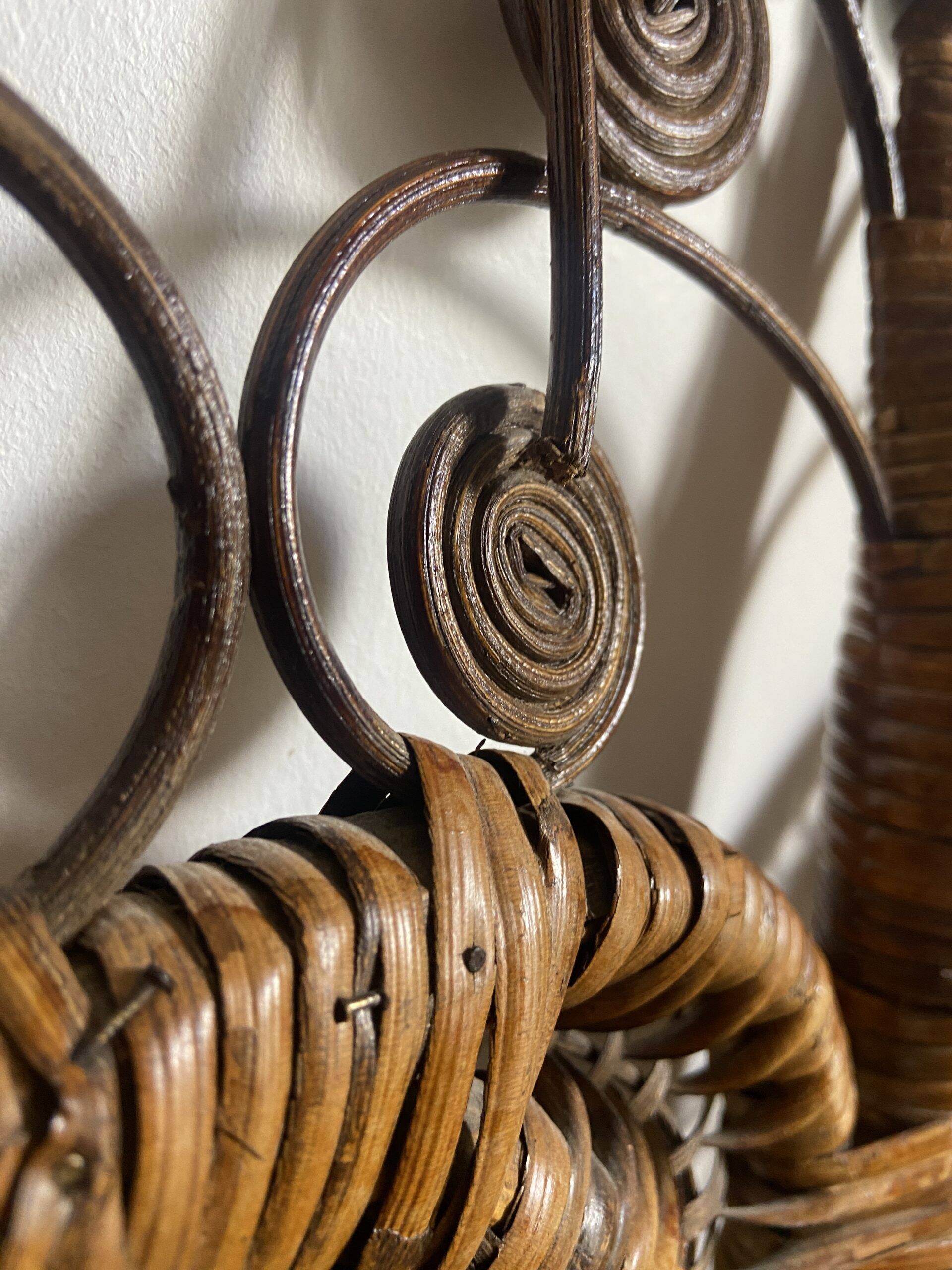 Vintage peacock rattan headboard (150cm)