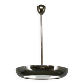 1930s Bauhaus UFO Chrome and Glass Pendant Light, Czechoslovakia