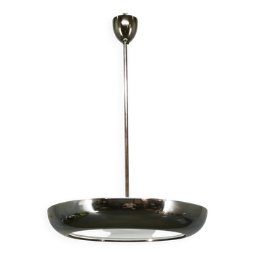 Lustre en chrome et verre de style Bauhaus des années 1930, Tchécoslovaquie