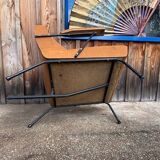 4 camel faux leather armchairs, 1950s