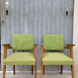 Paire de fauteuils bridge vintage 1950s pieds compas design