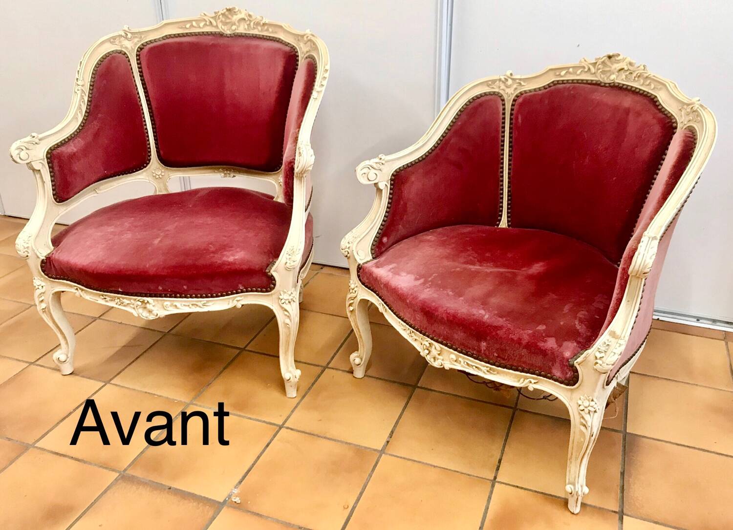 Old fully restored shepherdess armchair