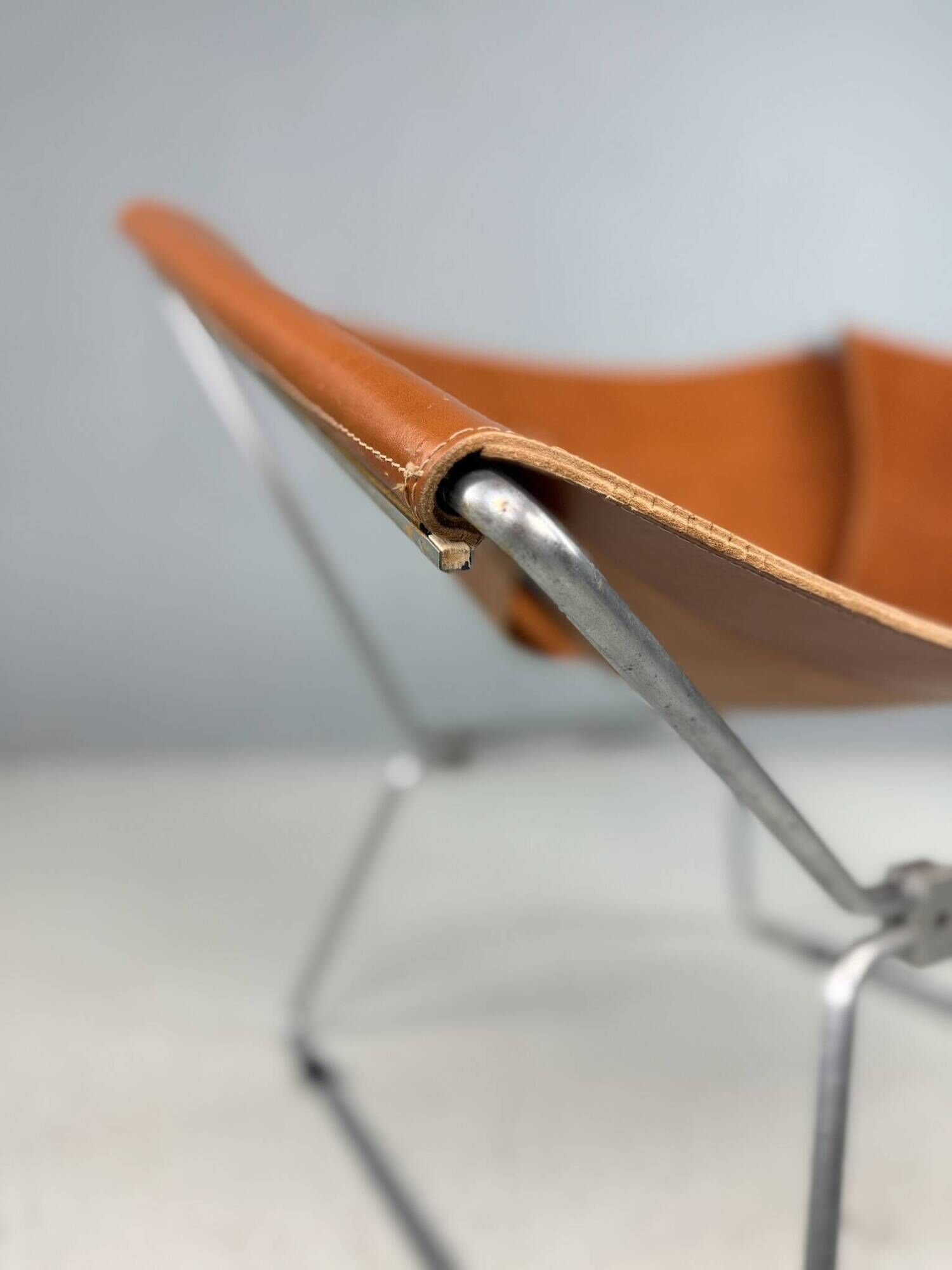 Pierre Paulin AP-14 cognac leather armchair for A. Polak, 1955