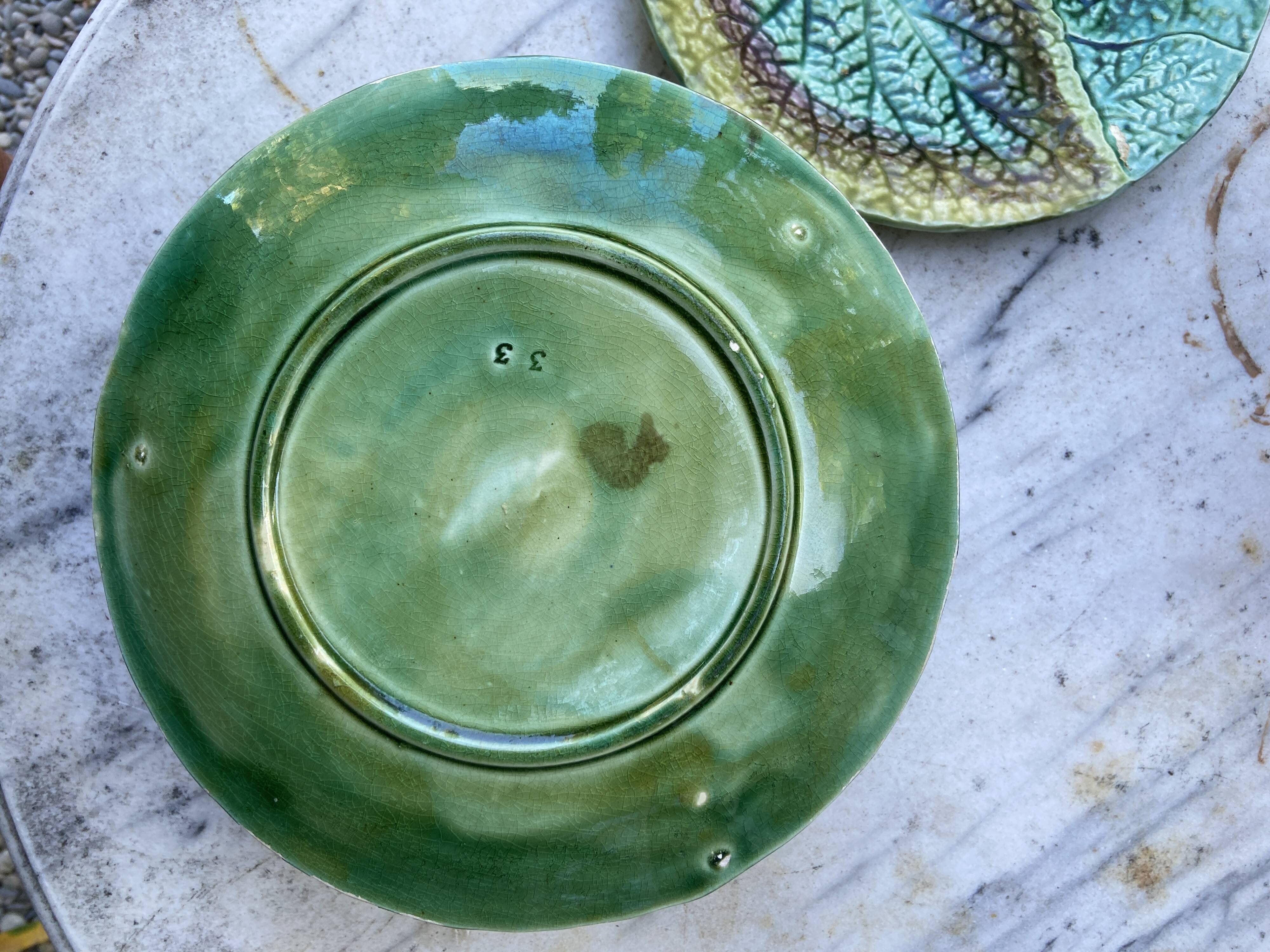 Set 8 slush plates with leaf decoration
