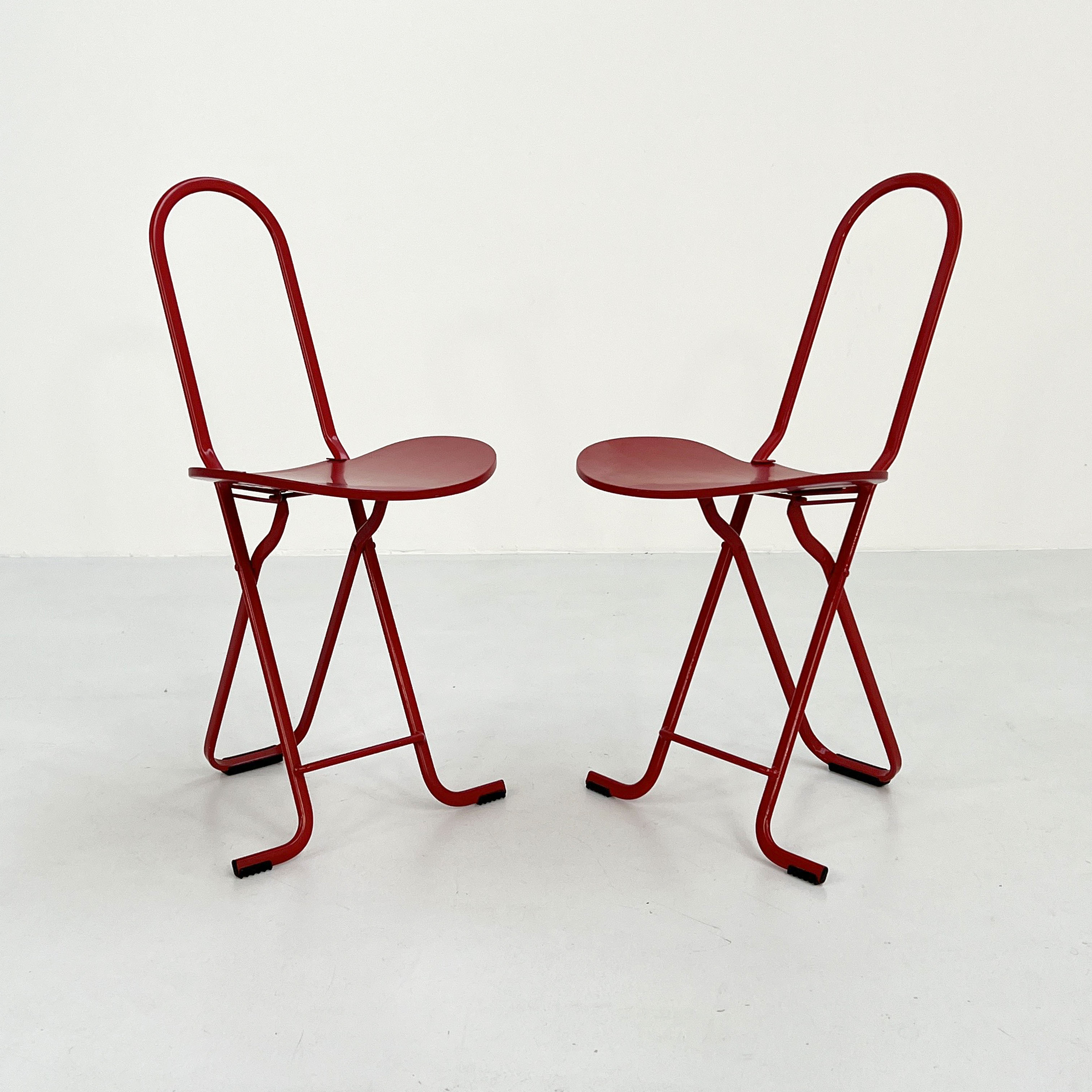Paire de chaises Dafne rouges par Gastone Rinaldi pour Thema, 1970