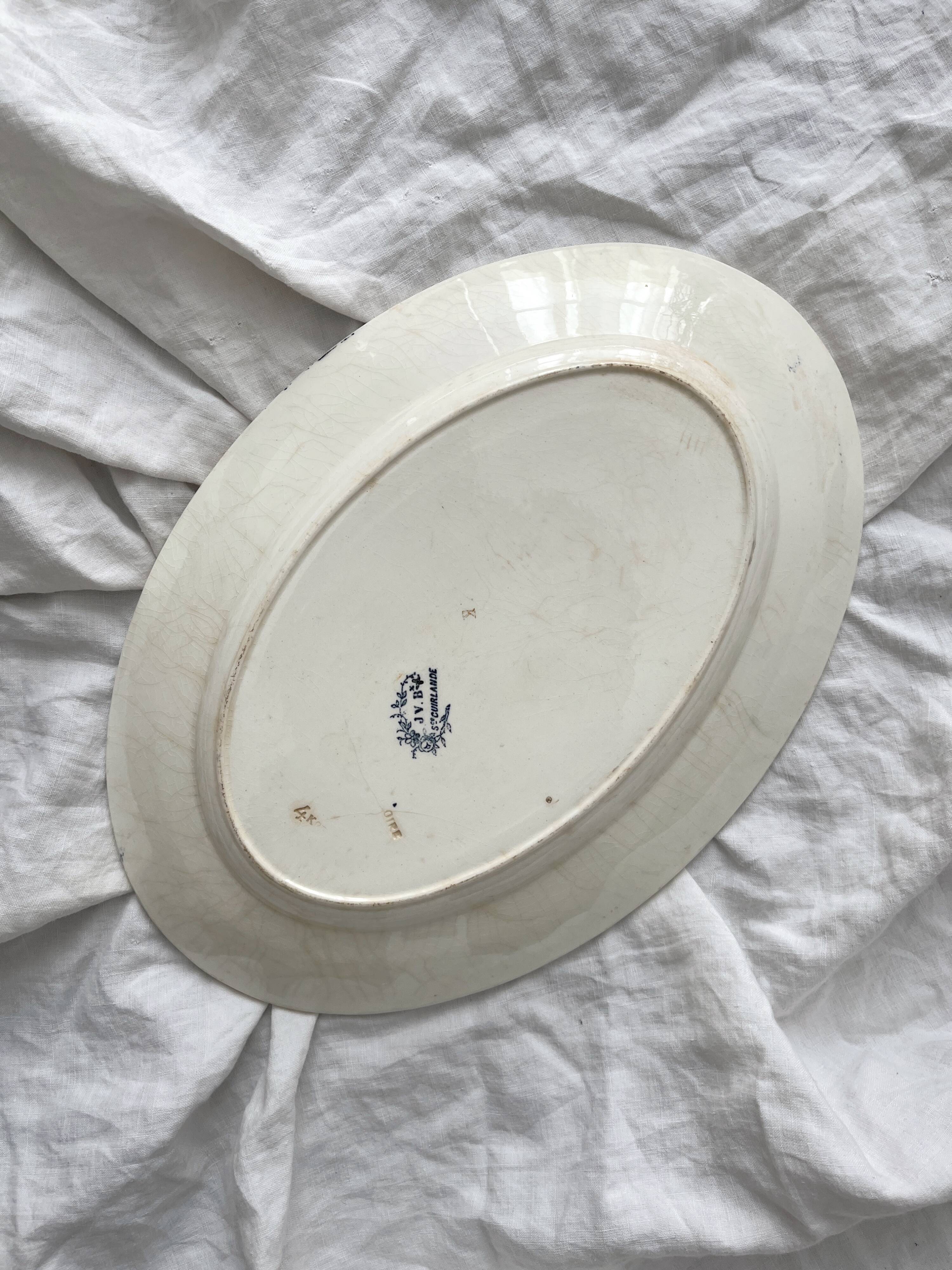 Oval ironstone dish "Guirlande Service" JVB Jules Vieillard Bordeaux
