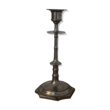Antique silver-plated candlestick – vintage tall candle holder H25 cm