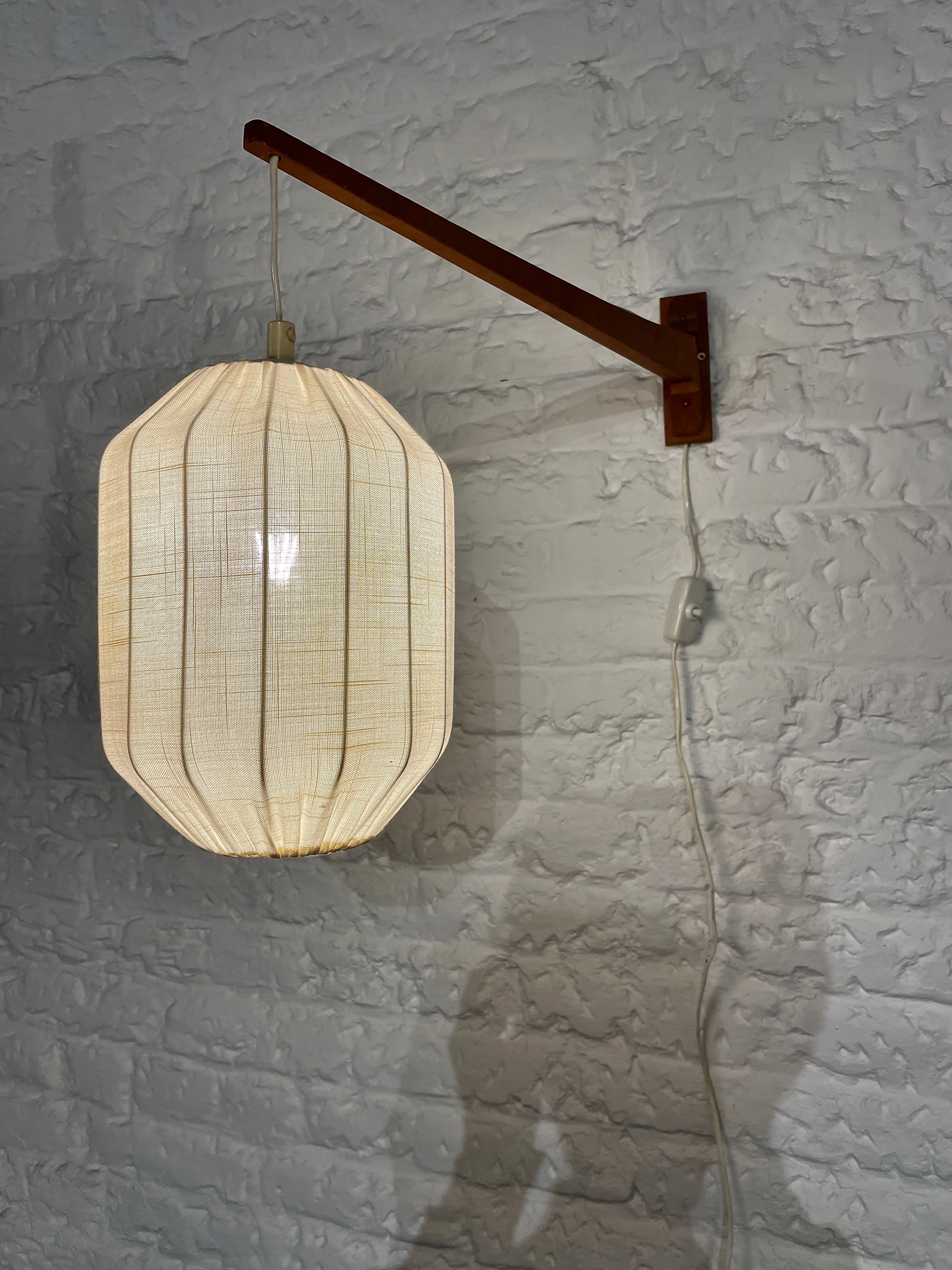 Scandinavian teak "lantern" wall lamp, 1960's