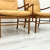 Set of 2 vintage Ole Wanscher chairs | Colonial chair | Leather