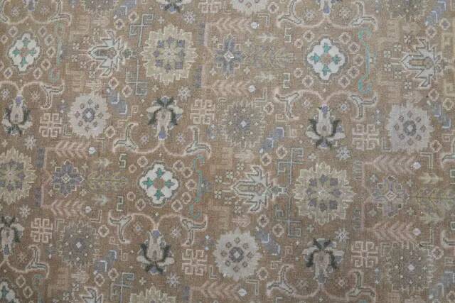 1970s Vintage Persian Handmade Wool Cotton Light Brown Area Rug 290x372