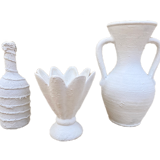 Set of 3 bleached vintage vases