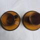 2 Longchamp ceramic coffee cups and saucers