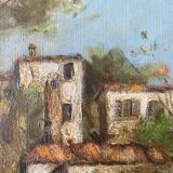 Painting Provencal school "Animated landscape" signed Jane Colat XIX ° century + frame