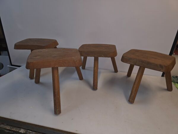 4 tabourets de berger en bois massif